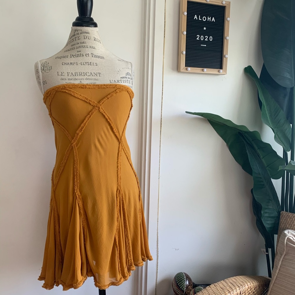 Limited Edition Bohemian Mustard Strapless Dress